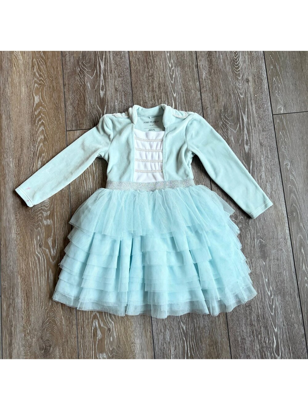 Posh Peanut Blue Velvet Nutcracker Dress
